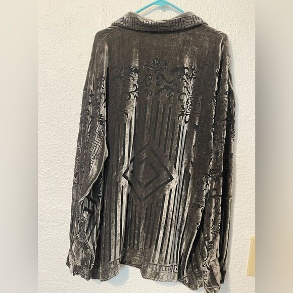 Vintage Seta Per Uomo shirt Italy. Black, grey silk blend sz L - Picture 2 of 7